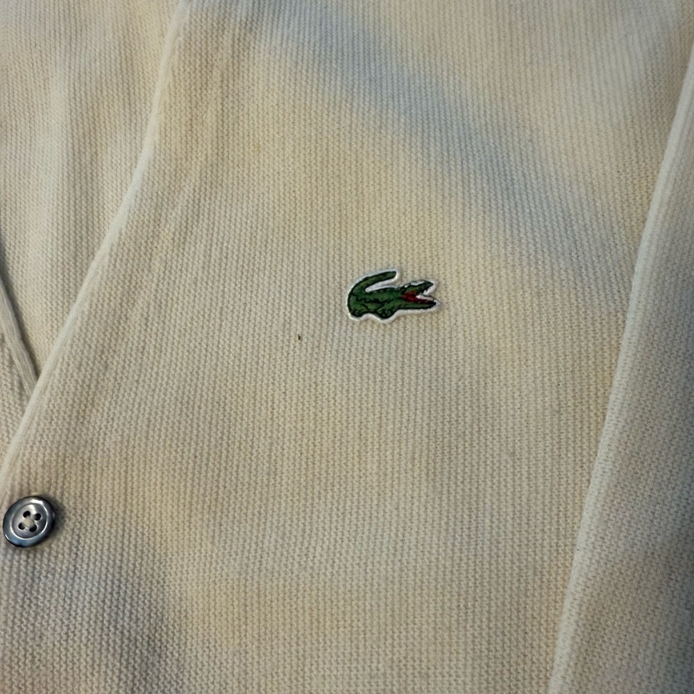Izod Cream Cardigan Sweater V-Neck Knit - Picture 3 of 5